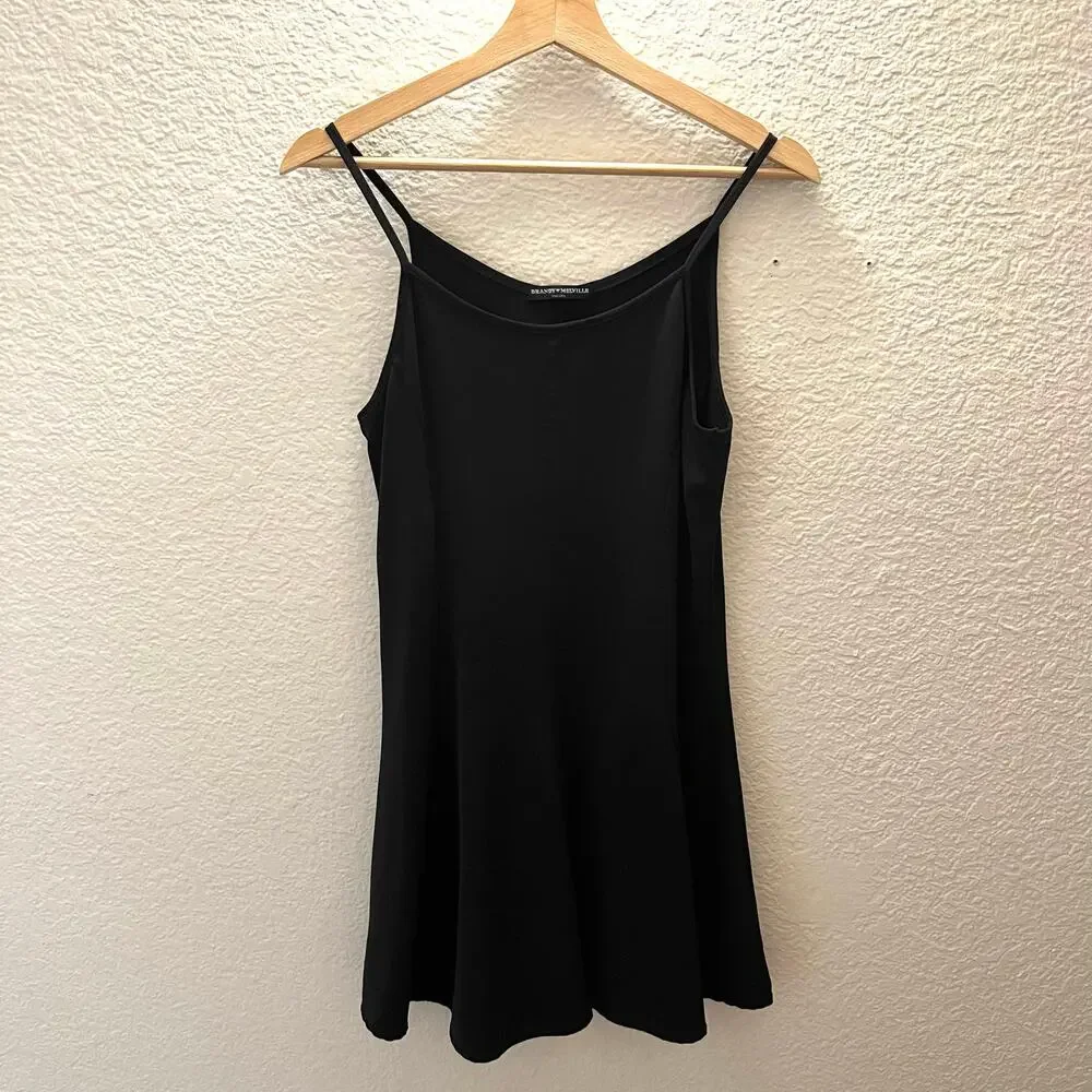 Brandy Melville Black Slip Dress Skylar Amara Minimal Y2K Whimsigoth Coquette - Picture 3 of 6